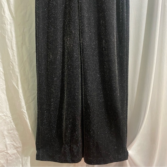 Lori Ann Montreal Vintage 90s Women's Petite 10 Black Sparkle Keyhole Maxi Dress - Picture 7 of 10